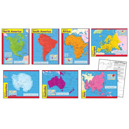Trend Enterprises Continents Learning Charts Combo Pack T38930